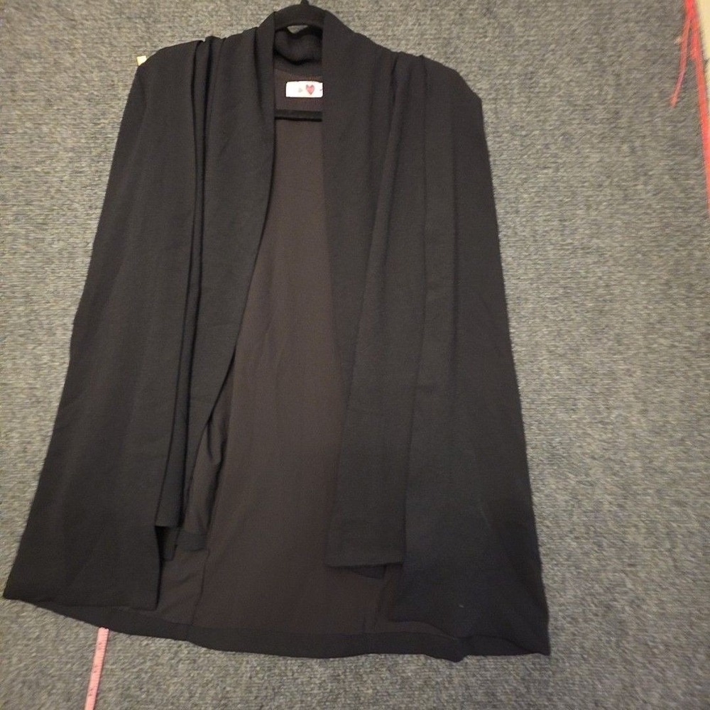 Buddy Love Cape Vest Womens Medium Black Crepe Draped Waterfall Kimono Lined